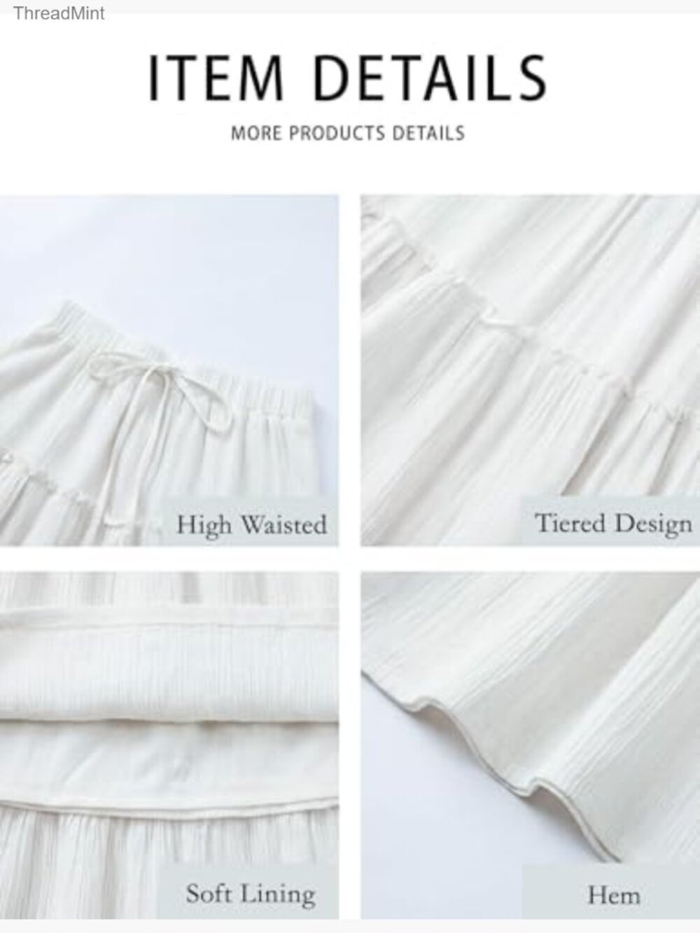 Boho Flowy Maxi Skirt Tiered Ruffle Elastic High Waisted - Picture 4 of 7